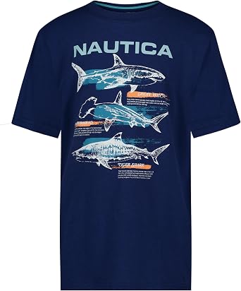 Nautica Boys Short Sleeve J-Class Logo Crew Neck T-Shirt, Soft, Comfortable, Relaxed Fit