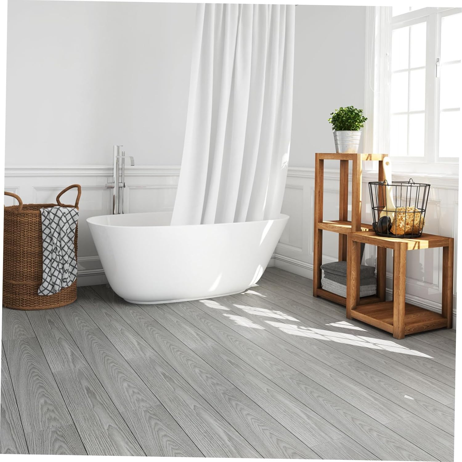 36pcs Self-Adhesive PVC Floor Stickers Thickened Wear-Resistant Peel and Stick Vinyl Tiles for Home Decoration Non- Imitation Easy Installation