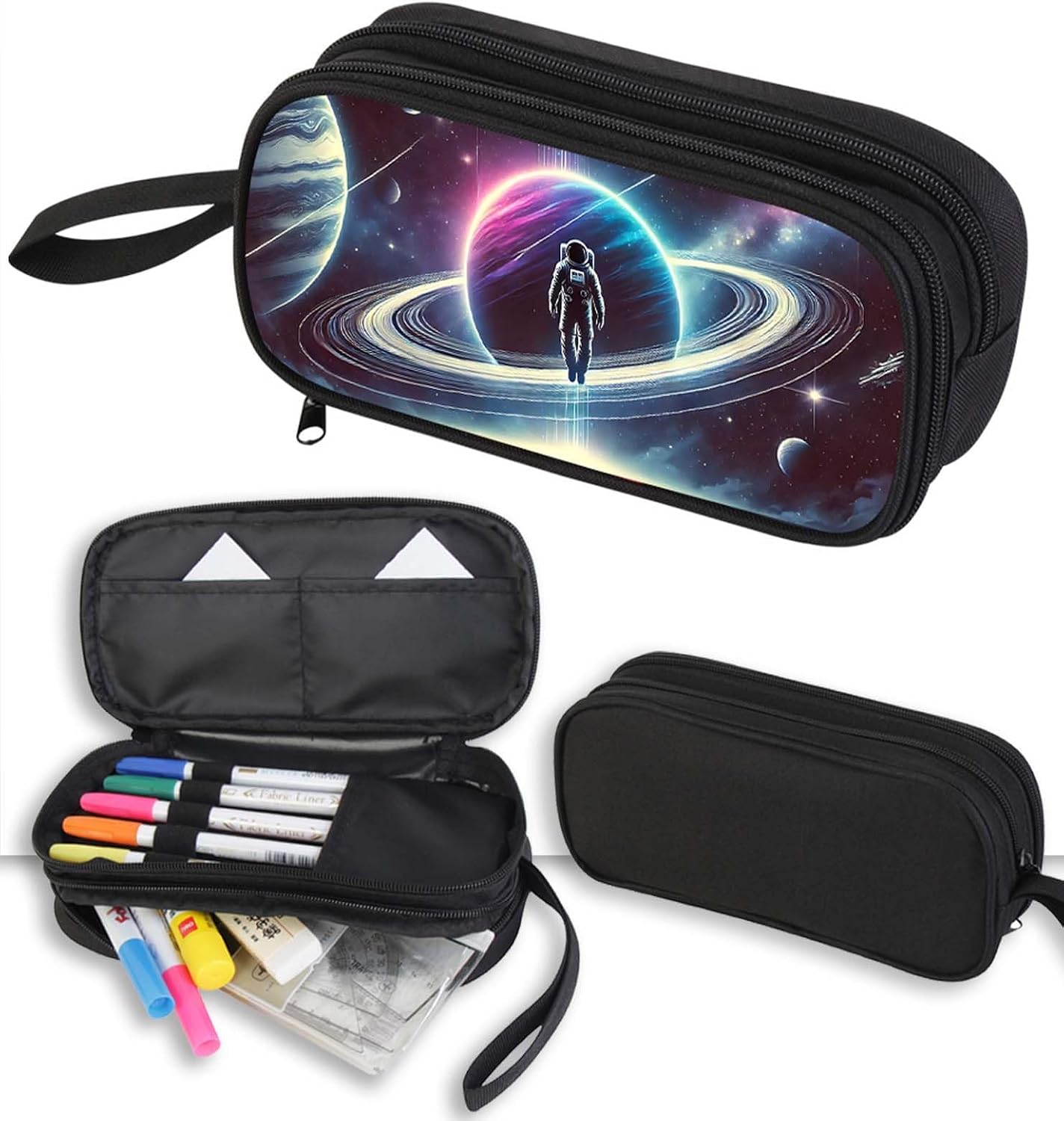 Galaxy Solar System Pencil Case for Boys and Girls, Space Large Pencil Pouch or Pen Bag Organizer for Kids, School Pen Case with Double Zipper, Gifts for Elementary Student