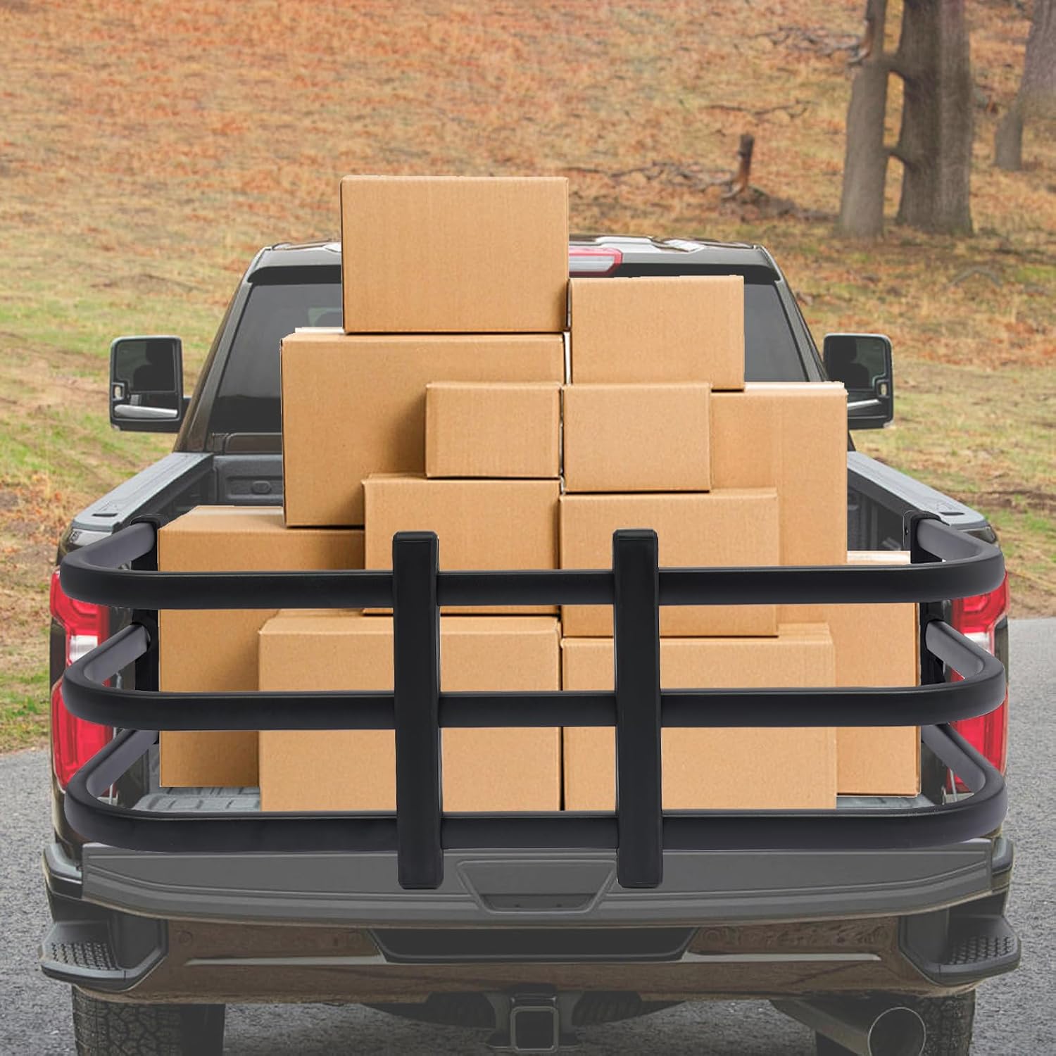 Truck Bed Extender, Aluminum Retractable Tailgate Extender, 49"-61" Adjustable Length, Universal Tailgate Extension for Small & Medium-Sized Pickup Trucks