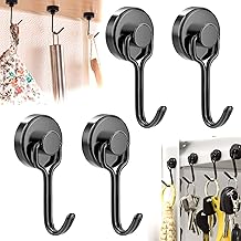 4pcs Powerful Magnetic Hooks, 16mm Extra Strong Magnetic Hooks, Magnetic Hooks, Magnet Hooks, Neodymium Magnetic Hooks, Powerful Magnets for Kitchen, Bedroom, Office, Black