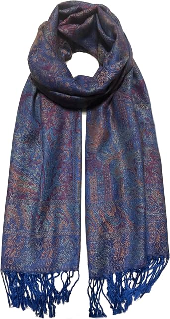Pashmina scarf Shawl Wrap Paisley Festival scarf Boho Hippie Bohemian Ethnic Head Wrap Blue