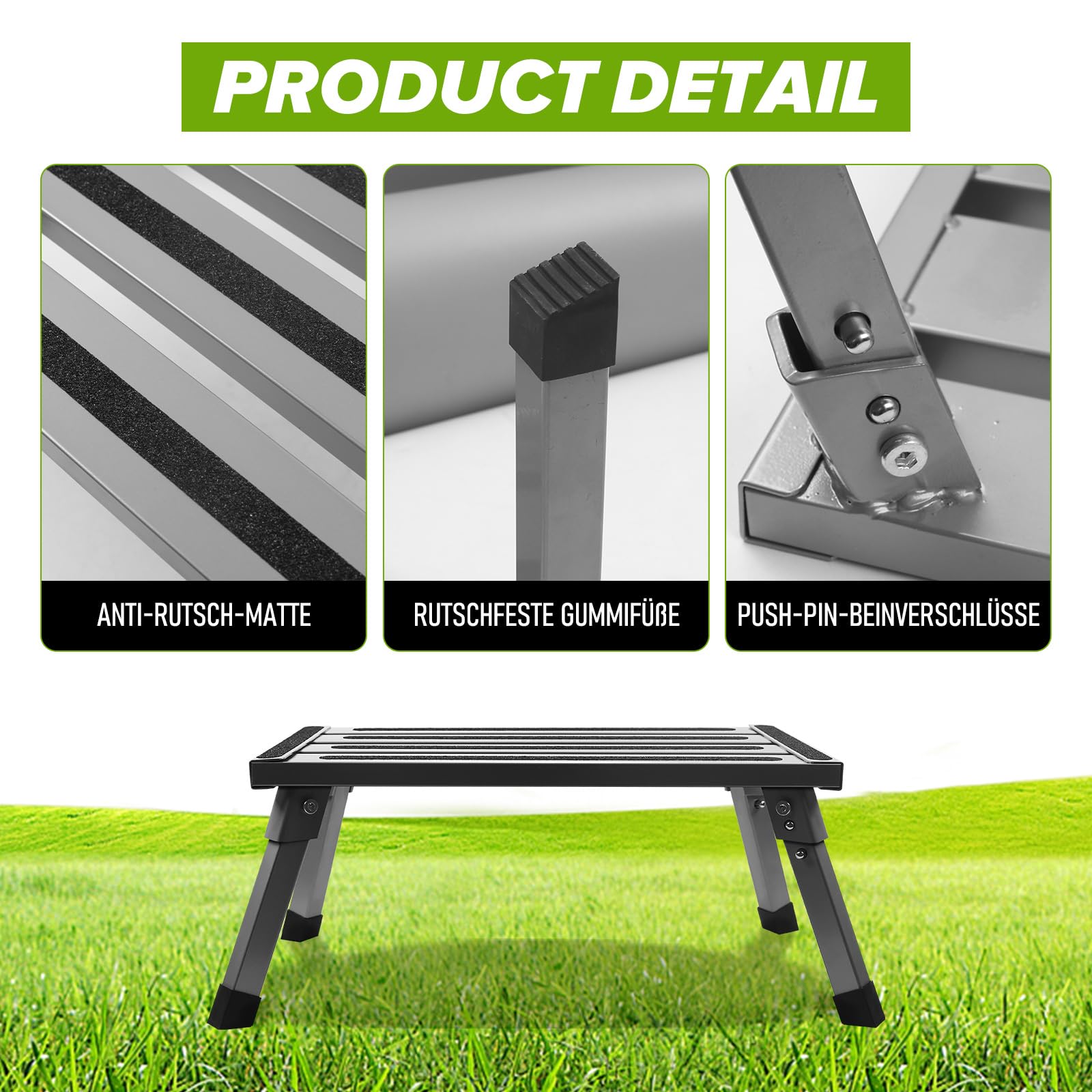 Wohnwagen Trittstufe Klappbar - Rutschfester Campingtritt Bis 150kg EN14183 Zertifiziert