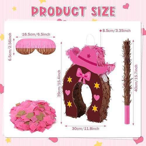 Miniatura 2 de Pinatas de 16.5 pulgadas para fiesta de cumpleaños, piñata mexicana pequeña con venda y bate para accesorios de fotos, soporte de caramelos,