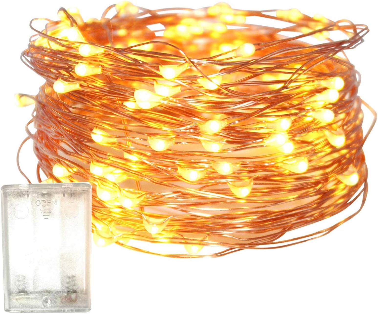 Fairy Christmas Diwali Lights Battery Operated, 10M/33ft/100 LED Warm White String Light, Waterproof Battery Case, Indoor Lights for Xmas Tree Wedding,Party Events Garden Spring Decoration