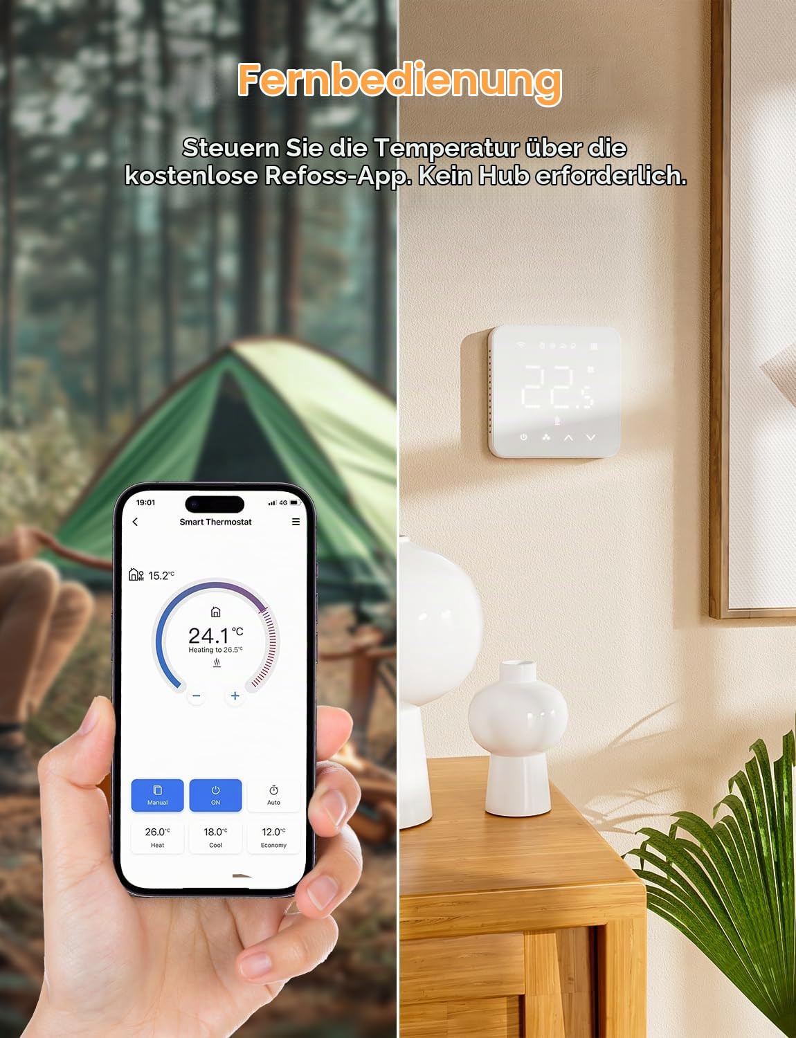 Refoss Smart Thermostat Elektrische Fußbodenheizung, WLAN Raumthermostat mit HomeKit, Alexa und Google, Digitaler Thermostat Heizung für Badezimmer und Wohnzimmer, Präzise Temperaturregelung