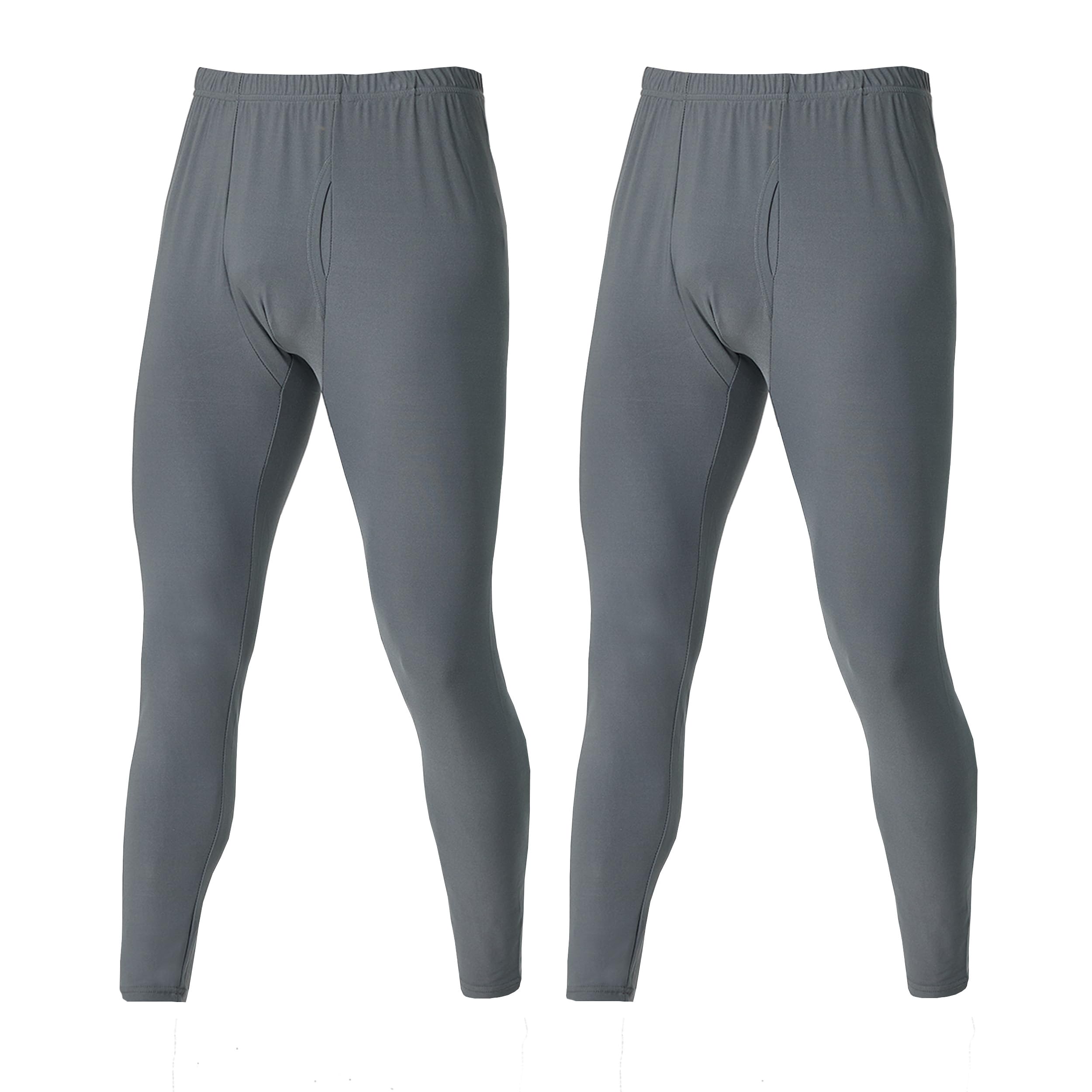 YUSHOW sous Vetement Thermique Homme Pantalons Doublés en Molleton Longs Caleçons Longs Legging Chaud Collant Homme Hiver Doux 2 Pack