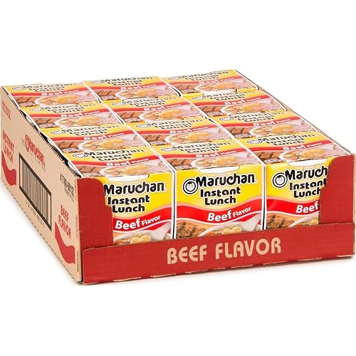Maruchan Instant Lunch Ramen Noodles, Beef Flavor – Japanese-Style Instant Noodle Soup, Easy Meal Ready in 3 Minutes – 2.25 Oz. (12 Pack)