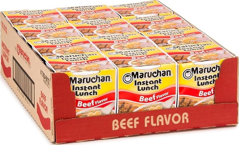 Maruchan Instant Lunch Ramen Noodles, Beef Flavor – Japanese-Style Instant Noodle Soup, Easy Meal Ready in 3 Minutes – 2.25 Oz. (12 Pack)