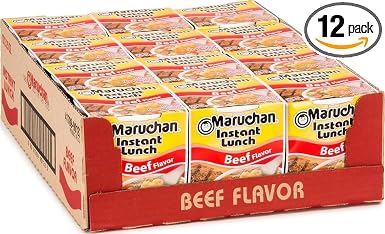 Maruchan Instant Lunch Ramen Noodles, Beef Flavor – Japanese-Style Instant Noodle Soup, Easy Meal Ready in 3 Minutes – 2.25 Oz. (12 Pack)