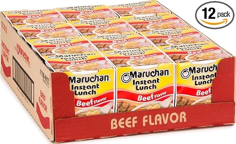 Maruchan Instant Lunch Ramen Noodles, Beef Flavor – Japanese-Style Instant Noodle Soup, Easy Meal Ready in 3 Minutes – 2.25 Oz. (12 Pack)