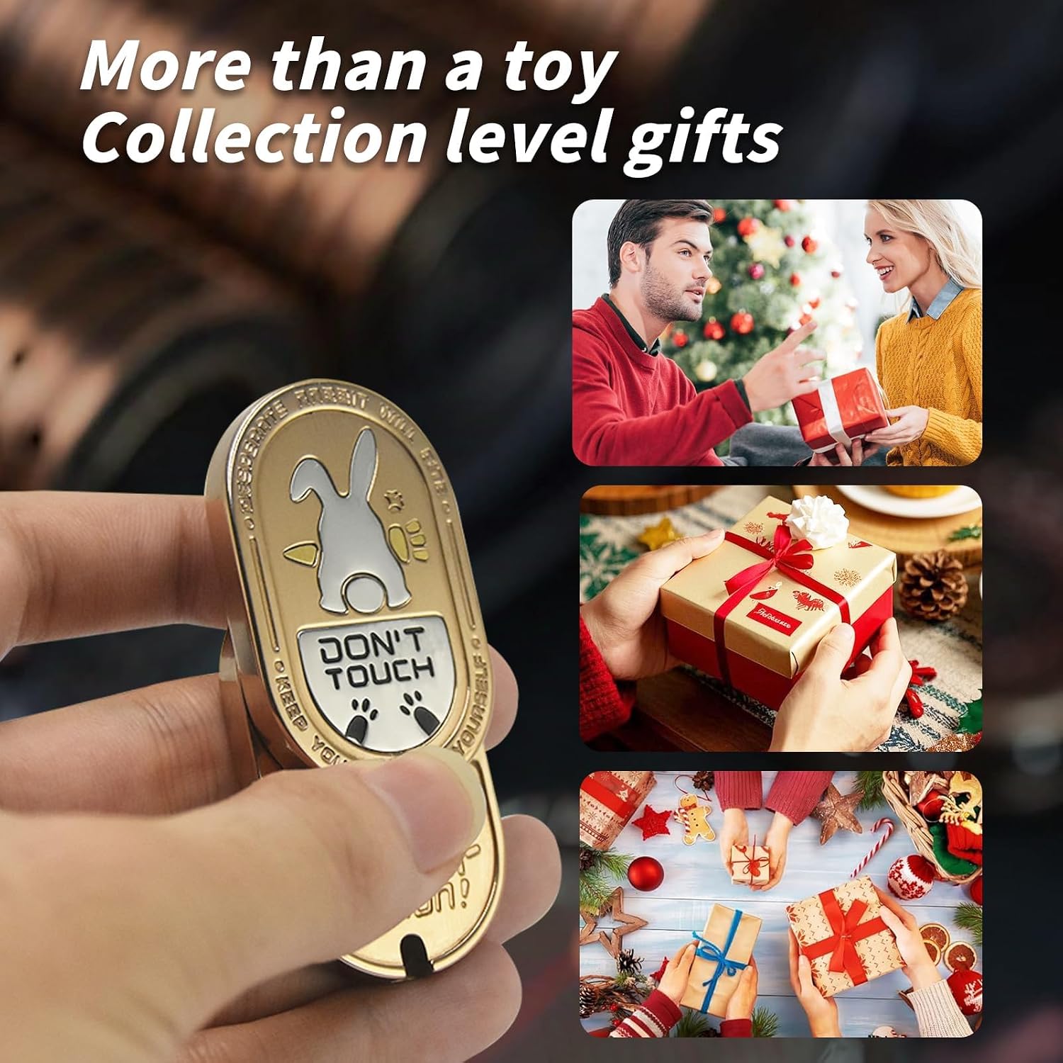 Fidget Toys Adults,EDC Premium Alloy Mechanical Fidget Toy, Rabbit Ding Ding Fidget Slider, Help Relieve Stress,Compact Portable Sensory Fidget Tool,Gifts for Adults (Rose Gold)