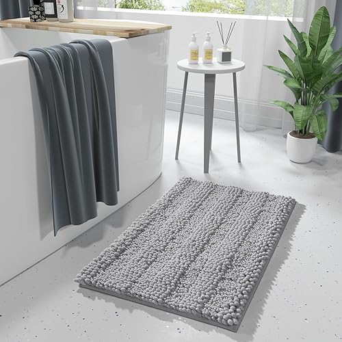 Miniatura 2 de Yimobra Alfombra de baño para inodoro en forma de U, tapete de contorno de felpilla de lujo para baño, alfombra suave y cómoda, absorción de agua,