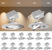 Vista 30 de Lightdot - Paquete de 6 luces LED empotrables con rótula de 6 pulgadas, ajustable 360°+90°, temperatura de color de 3CCT seleccionable y regulable