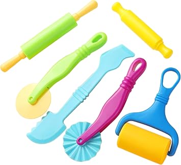 6-Piece Kids Dough Tool Set Colorful, Child-Safe Modeling Clay Accessories for Small Hands