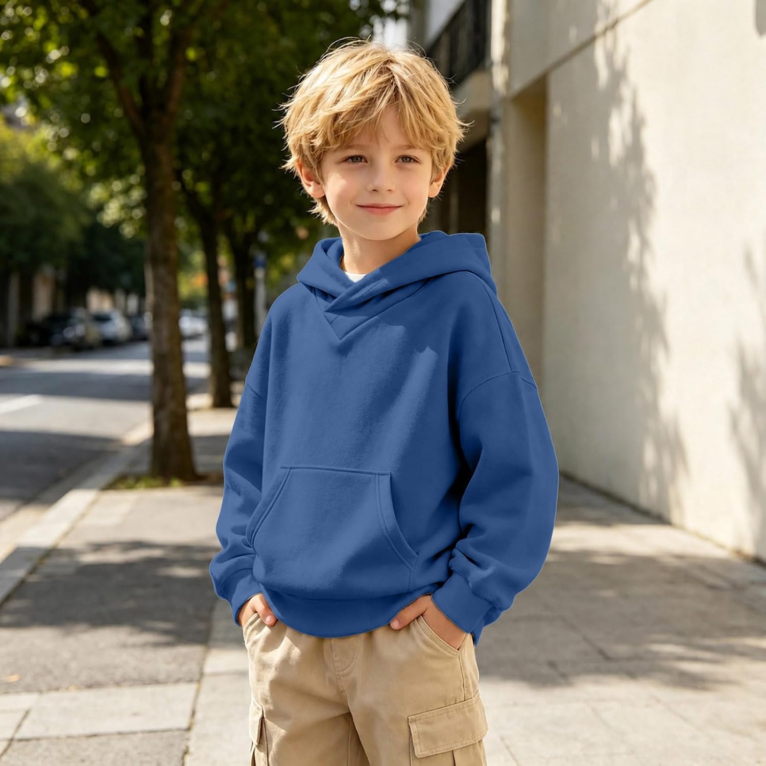 Teens Boys Girls Sweatshirt Fleece Solid Fall Pullover Hoodie