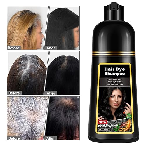 Miniatura 9 de lymznus Champú de tinte para el cabello castaño castaño 3 en 1, champú instantáneo de color marrón para hombres y mujeres, champú para cabello