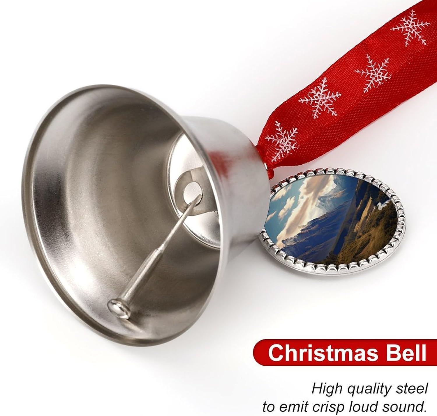 Metal Iron Christmas Bell Ornaments - Cute Personalized Cook National Park Landscape Printed Hanging Bells, Elegant & Durable for Christmas Home Party Wedding Decor