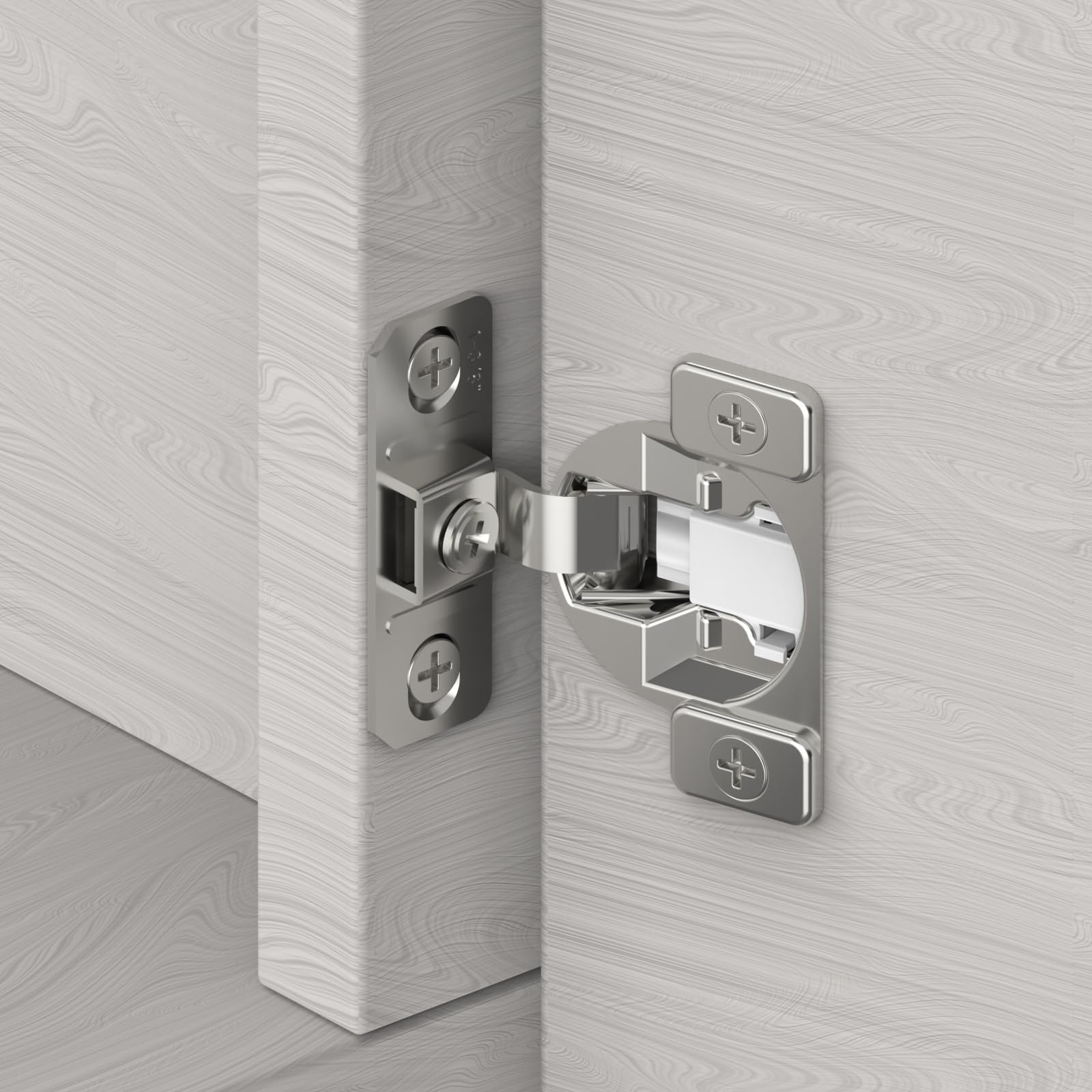 Furniware 10 Pieces 1-3/8" Compact Soft-Close Hinges, Concealed Hinge Variable Overlay Hinge, 105° Open Angle Self Closing Hidden Stainless Steel Hinges for Kitchen Cabinet Door