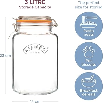Kilner Square Clip Top Jar | 3L