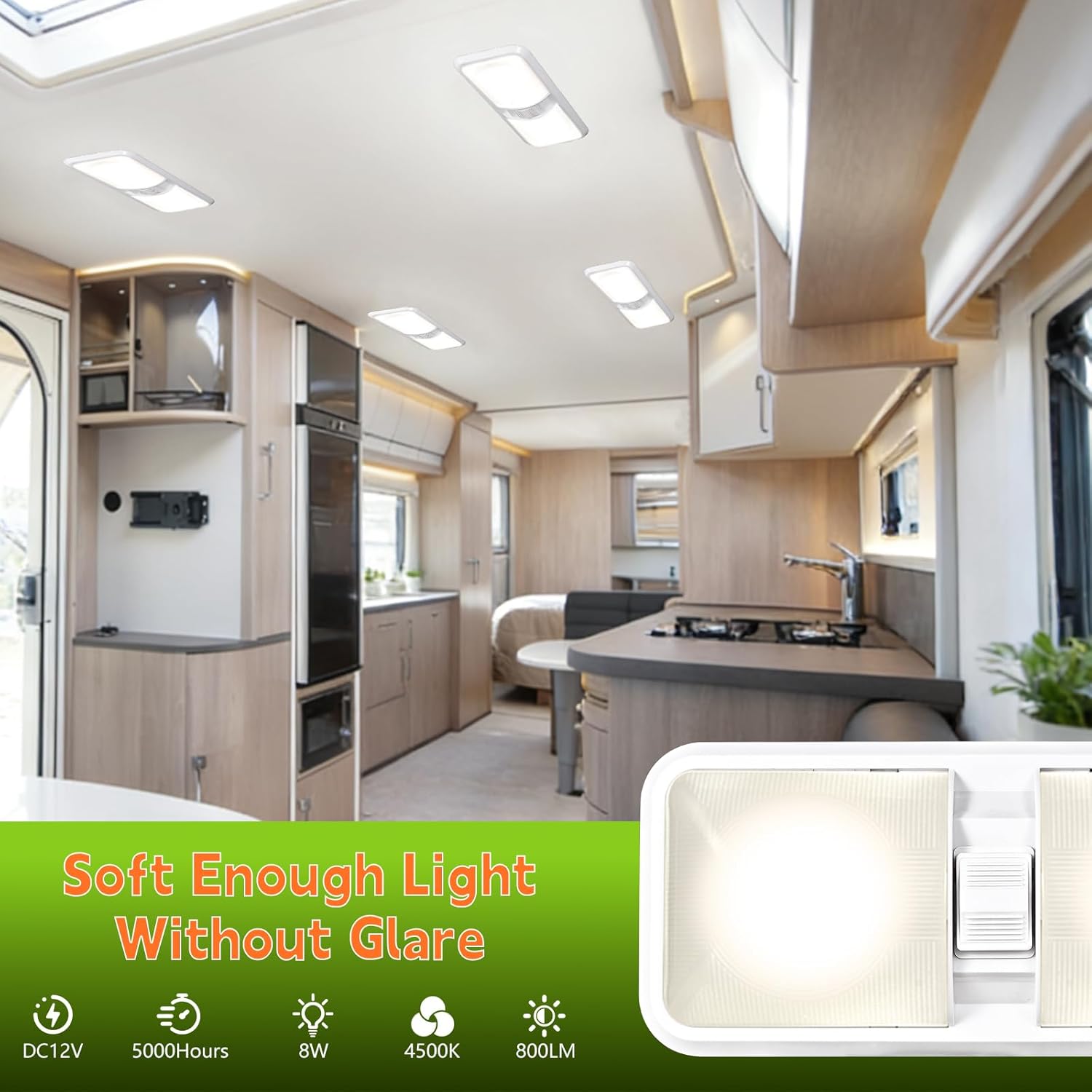 Rv Led Lights Interior 12v, 48LED 1000LM RV Ceiling Dome Light with Switch for Rv Car Interior/Camper/Trailer/Boat/Car (48LED, 8 Pack)