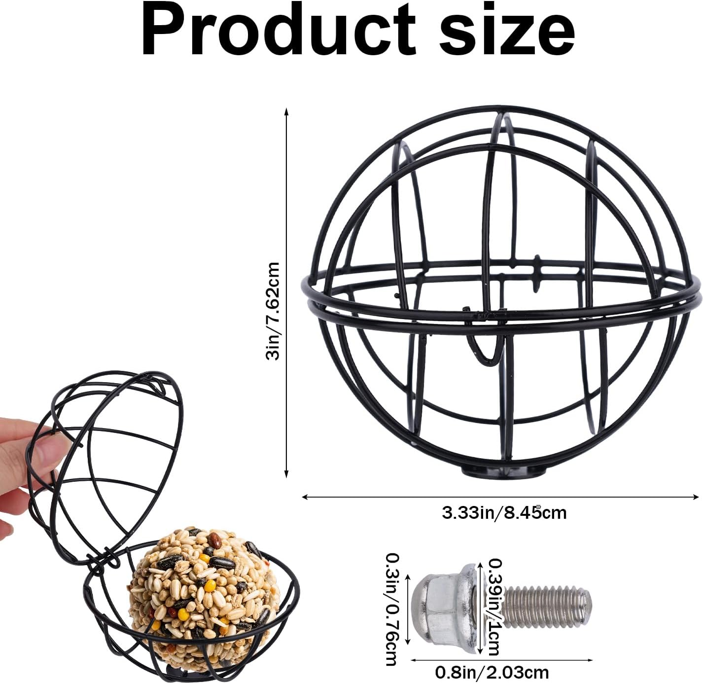 2pcs Metal Suet Ball Holder for Bird, Black Bird Suet Ball Cage Compatible with Outdoor Smart Feeders & Others with Ready 5mm Screw Hole Durable Accessory for Feeder image 2