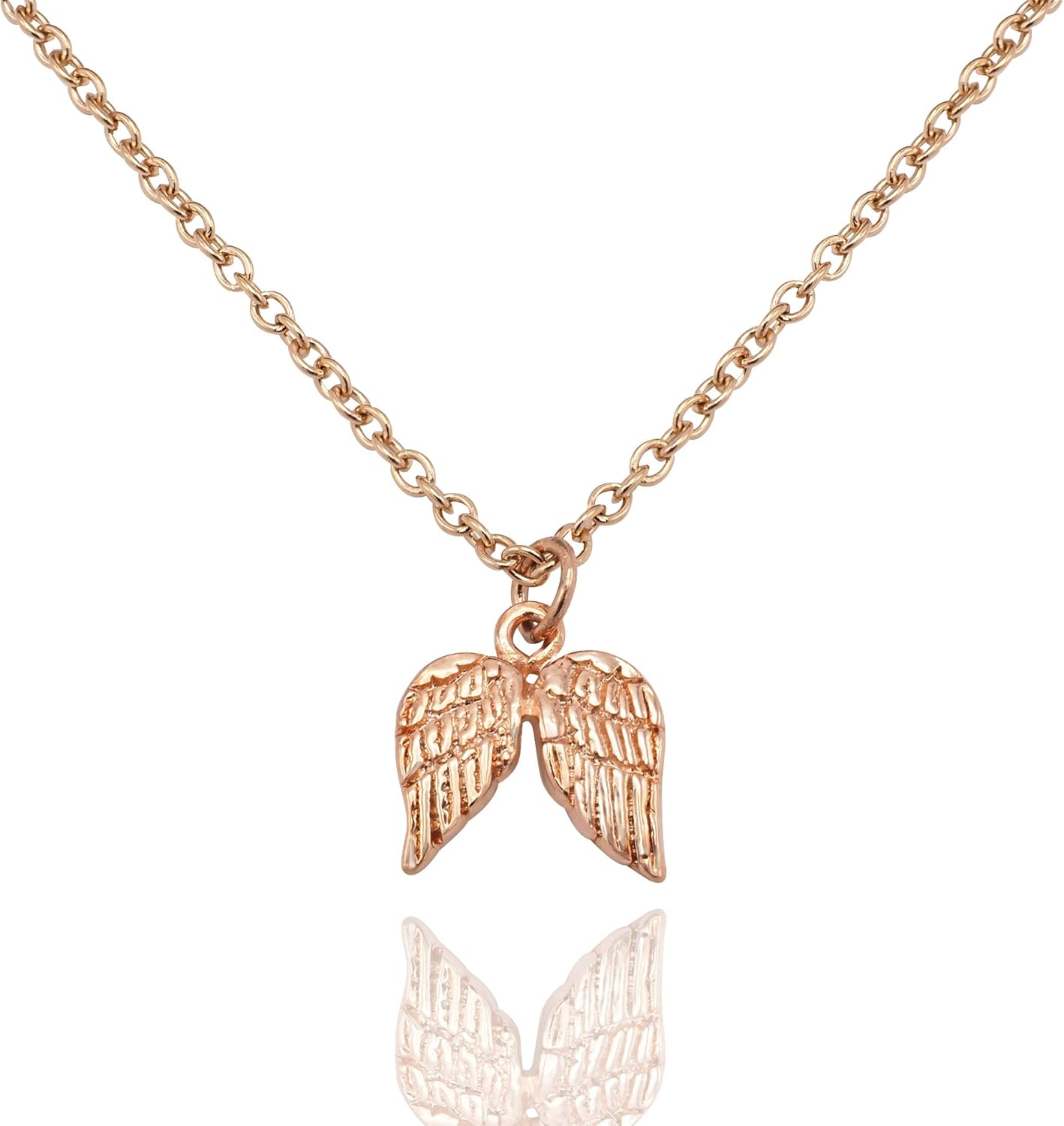 quan jewelry Nurse Gifts for Women Angel Wings Pendant Necklace, ideal Graduation Gifts for Her with Greeting Card, Rose Gold-Tone