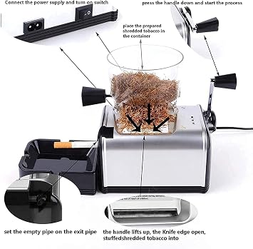 Electric Cigarette Rolling Machine, Portable Home Large Cigarette Rolling Machine, Automatic Grinding Shredding, Durable Rolling Tobacco Syringe