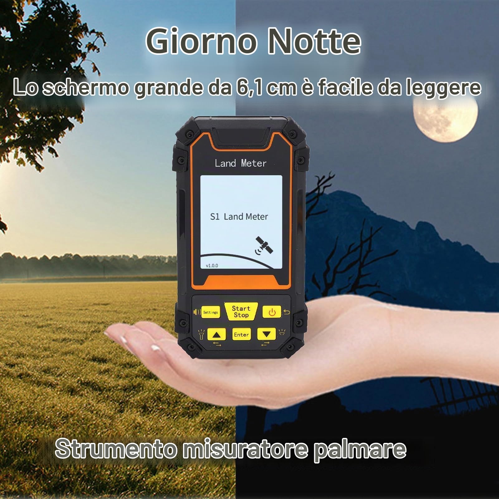 Handheld GPS Superficie Trail Misuratore, Misuratore GPS per Rilievi Topografici Schermo Lcd da 2,4 Pollici Tester Portatile GNSS per Superficie Terrestre E Distanza, per Terreni Agricoli, Laghi