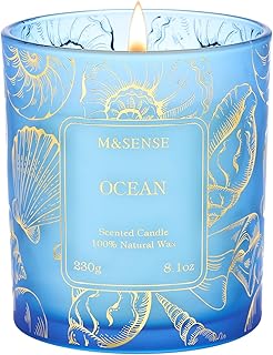 M&SENSE Ocean Scented Candles,Vegan Soy Candles,8.1oz 42-Hour Slow Burni...