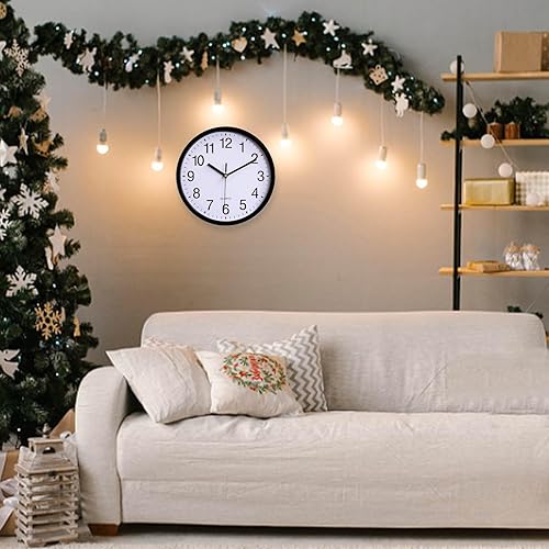 Miniatura 5 de Large Wall Clock, 10 Inch Silent Non-Ticking Quartz Battery Operated Black Wall Clock,Classic Round Living Room Clocks Wall for Kitchen Office Home