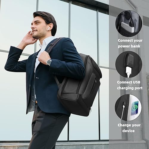 Miniatura 5 de HOMIEE Business Smart - Mochila para portátiles de 15.6 pulgadas, mochila de viaje impermeable de 30 L, bolsa de transporte delgada y duradera con