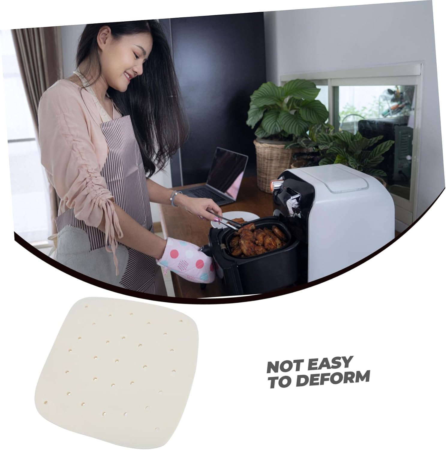 100pcs Square Shaped Air Fryer Parchment Paper Non-stick Baking Liners Steamer Paper Food Safe Prevent Sticking for Air Fryers