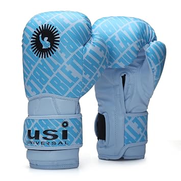 USI Universal 609UB Boxing Gloves, Synthetic Leather, Hook and Loop Closure, Training, Unisex-Adult (Sky Blue, 12oz)