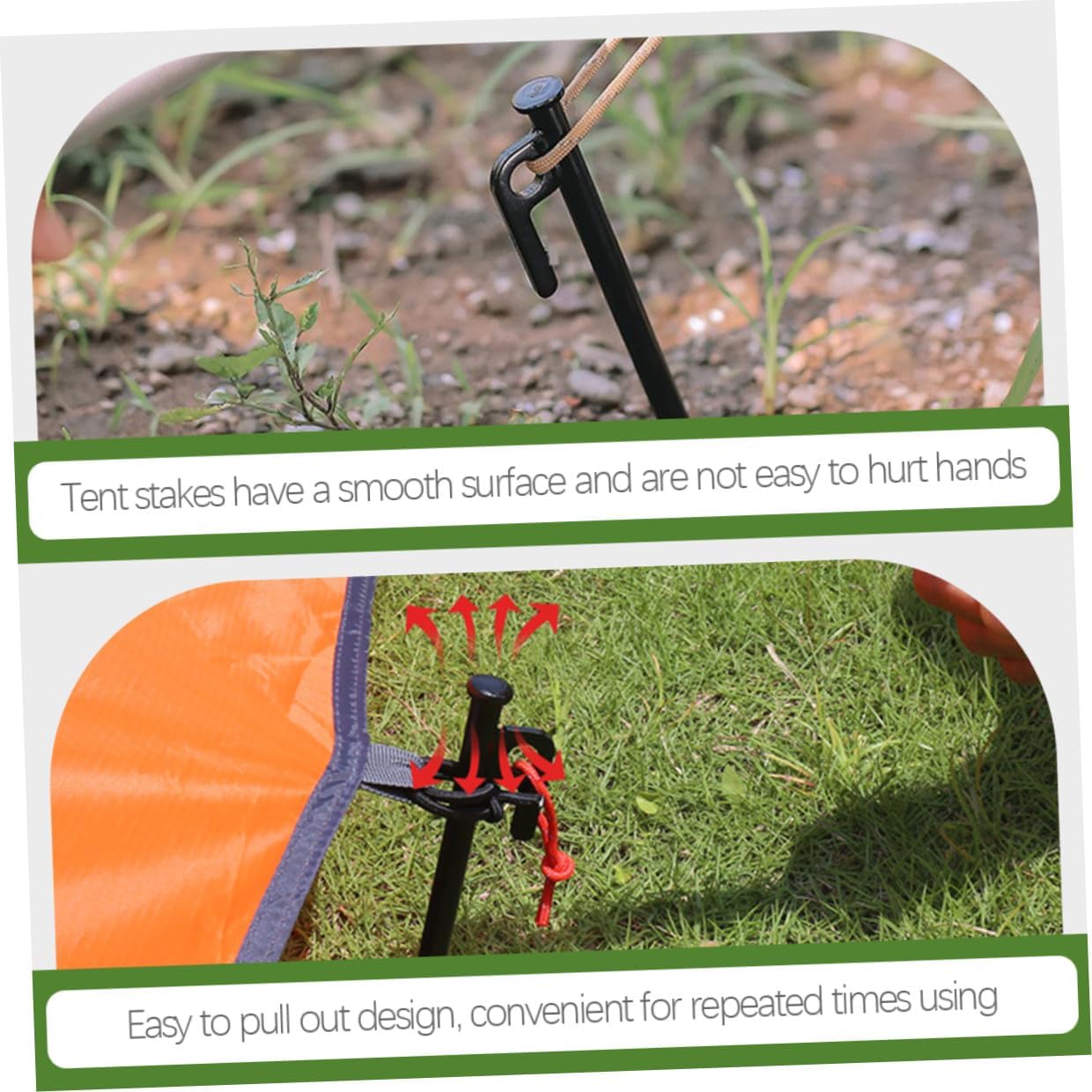 8pcs Heavy-Duty Metal Tent Stakes with Storage Bag, 30cm Black Ground Anchors for Camping and Outdoor Tent Fixing