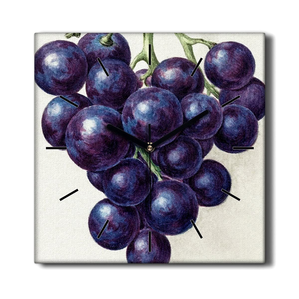 Horloge sur Toile 30x30cm Coloray Raisins Fruits Décoration Murale