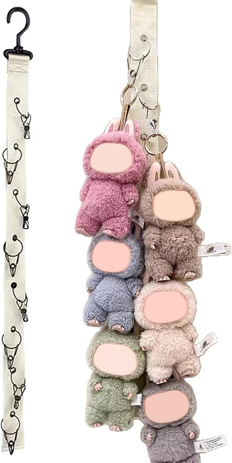 Amazon.com: Plush Doll Hanging Storage Rope Display Rack with 8 Clips ...