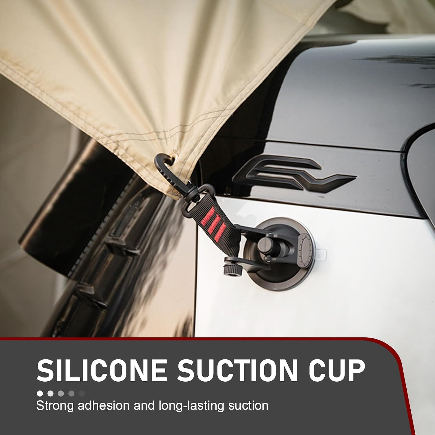 4PCS Heavy Duty Suction Cup with Security Hooks, Outdoor Strong Suction Cup Hooks, Multifunction Portable Suctions Cups Anchor for Car Awning, Camping Tarp Accessory, Boat, Window Glass