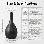 Black Ceramics Bud Vase Handmade Minimalism Small Flower Vase Vintage Decorative Vase Mini Bud Vase for Table Centerpieces Wedding Party Home Office Decor