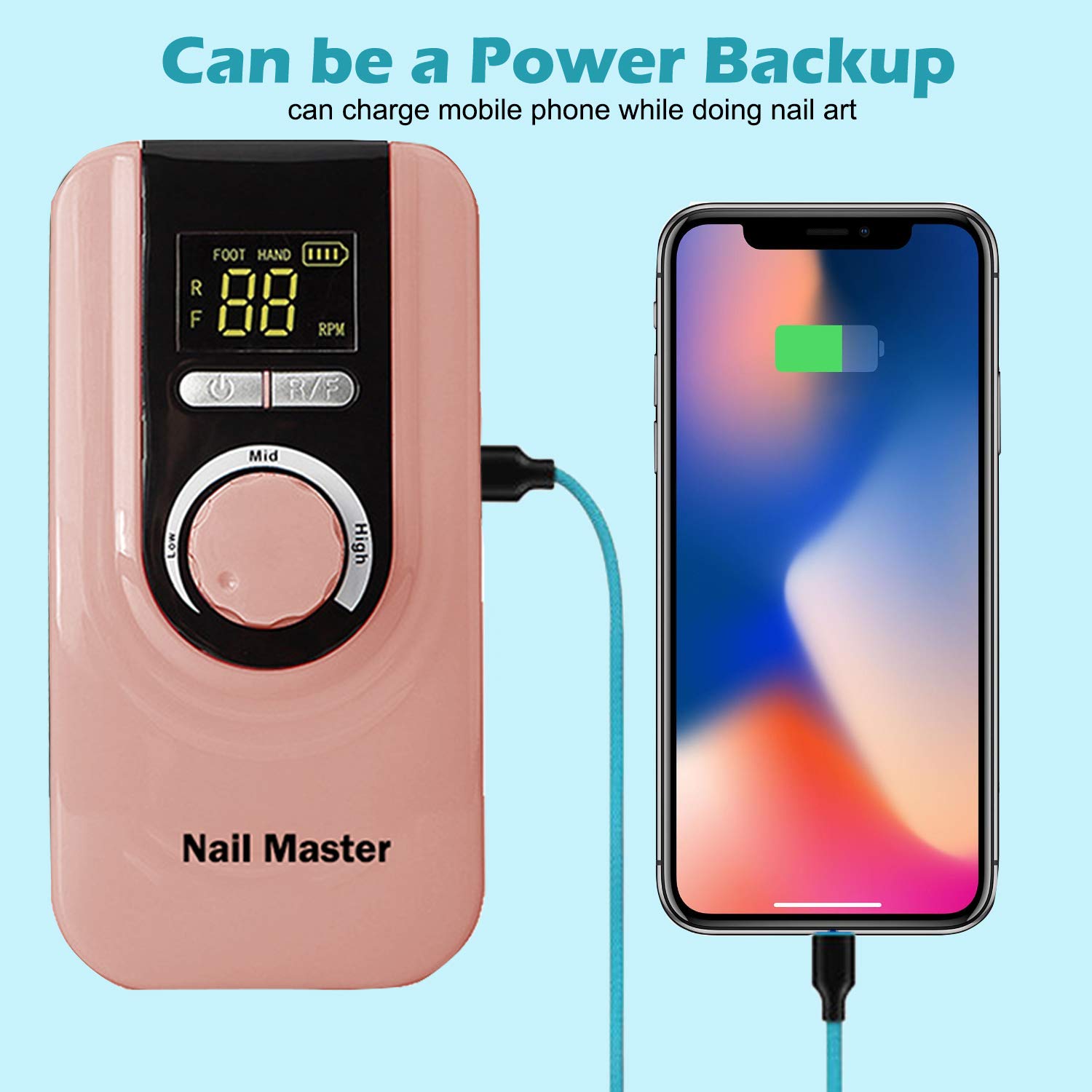 Nail Drill Machine ,LumcrissyPortable Electric E File Scamander,Nail Drill for Acrylic Gel Nails, Battery Capacity Display,Nail Grinding Machine Set with Tool Bag (Rose)