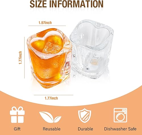 Miniatura 6 de mwellewm Lindos vasos de chupito para mujer, juegos de 6 vasos de chupito en forma de corazón, vasos de tequila, vaso de chupito de espresso, vasos