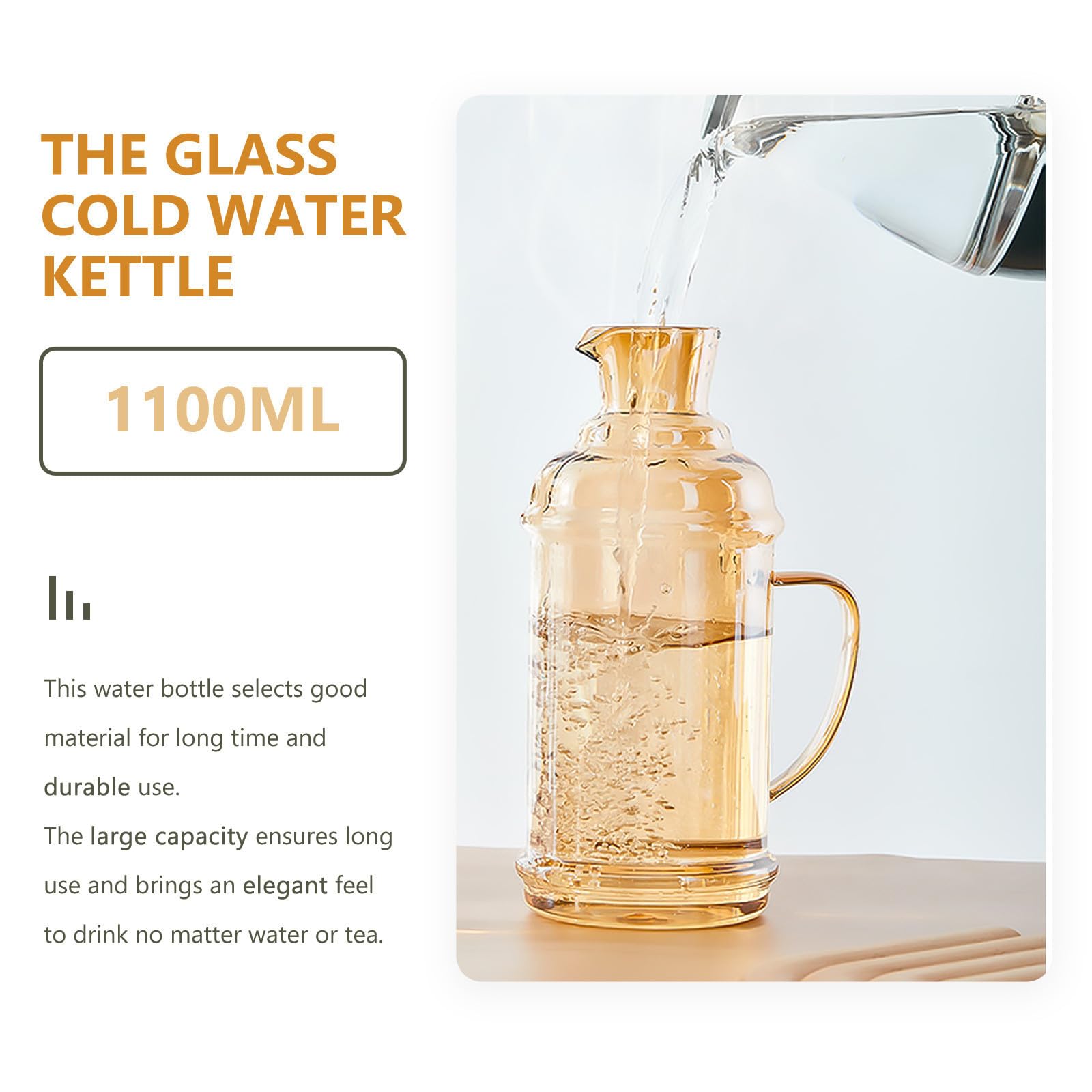 Jarra de Agua Vintage de Vidrio 1100ml, Estilo Retro Clásico