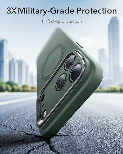 Vista 132 de ESR - Funda para iPhone 15 compatible con MagSafe, funda protectora de grado militar con soporte integrado, cubierta trasera resistente a