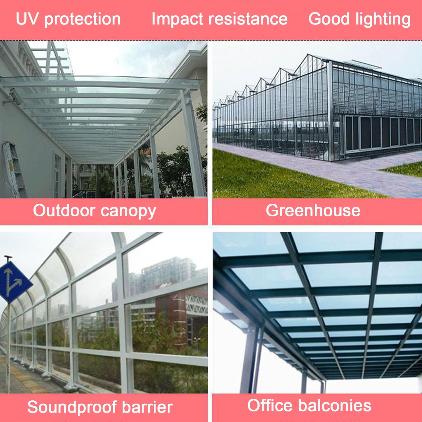 Plancha Policarbonato Transparente Tejados - Panel PC Transparente Anti-UV, Impermeable Fácil Instalar for Pérgolas, Tejados, Solarios, Invernaderos (Size : 6 x 19.7ft)