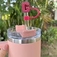 Vista 17 de Velaco 4 PCS Initial Letter Charm Accessories and Straw Cover Pack- Chains with Initial Letter for Stanley 20 30 40 oz Tumbler with Handle