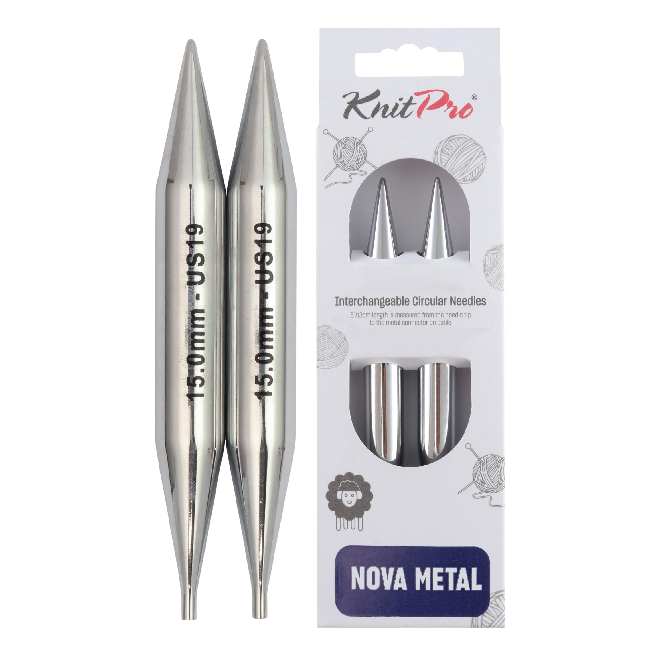KnitPro Nova Interchangeable Circular Needles 5" (13cm) | 15.00mm