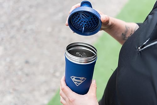Miniatura 2 de Smartshake Justice League Reforce Shaker Bottle - Botella mezcladora de proteínas de acero inoxidable de 30.4 fl oz, botella de agua agitadora de