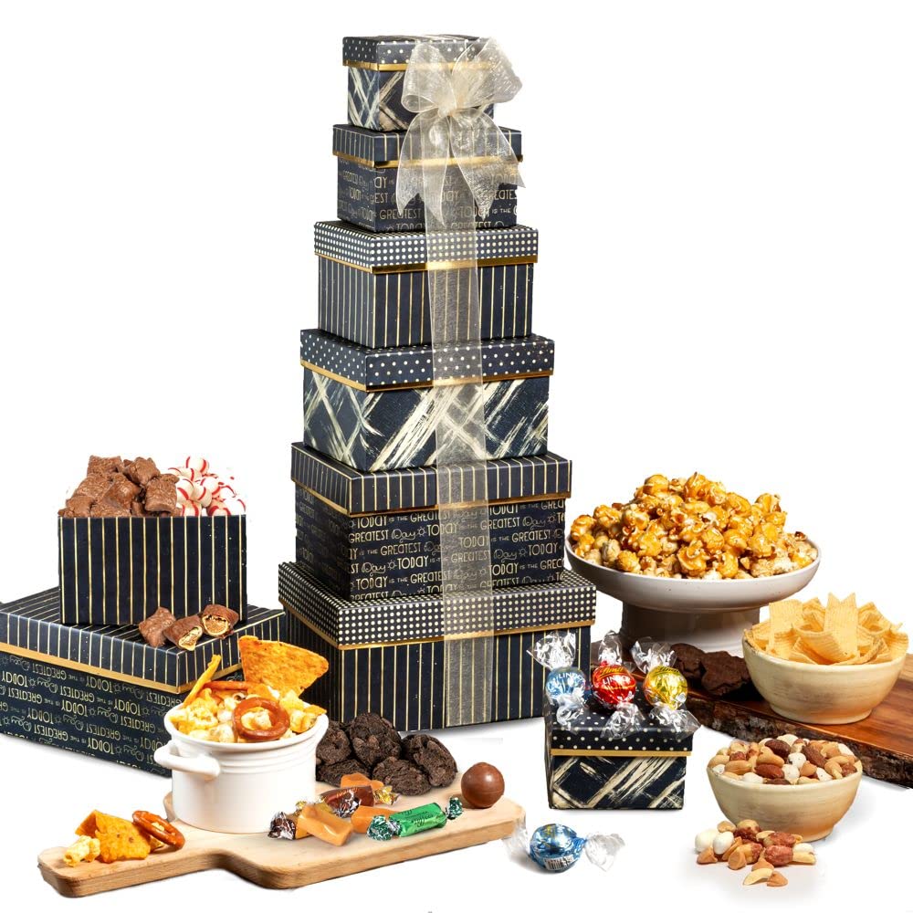 Broadway Basketeers Gourmet Food Gift Basket Tower Snack