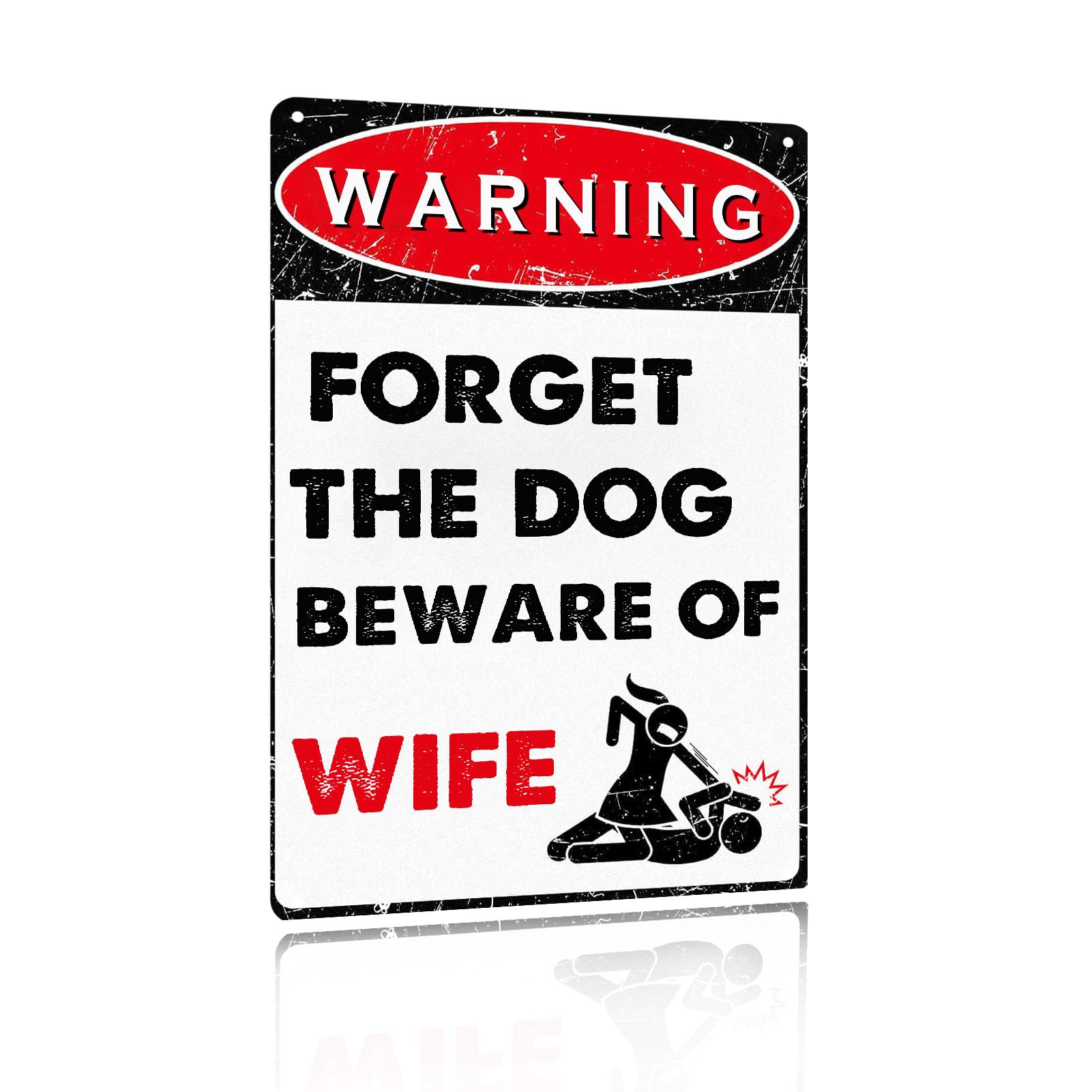 Men Gifts Vintage Warning Beware of Wife Forget The Dog Tin Sign for Man Cave Garage Office Bar Decor 8x12 Inch (2537)