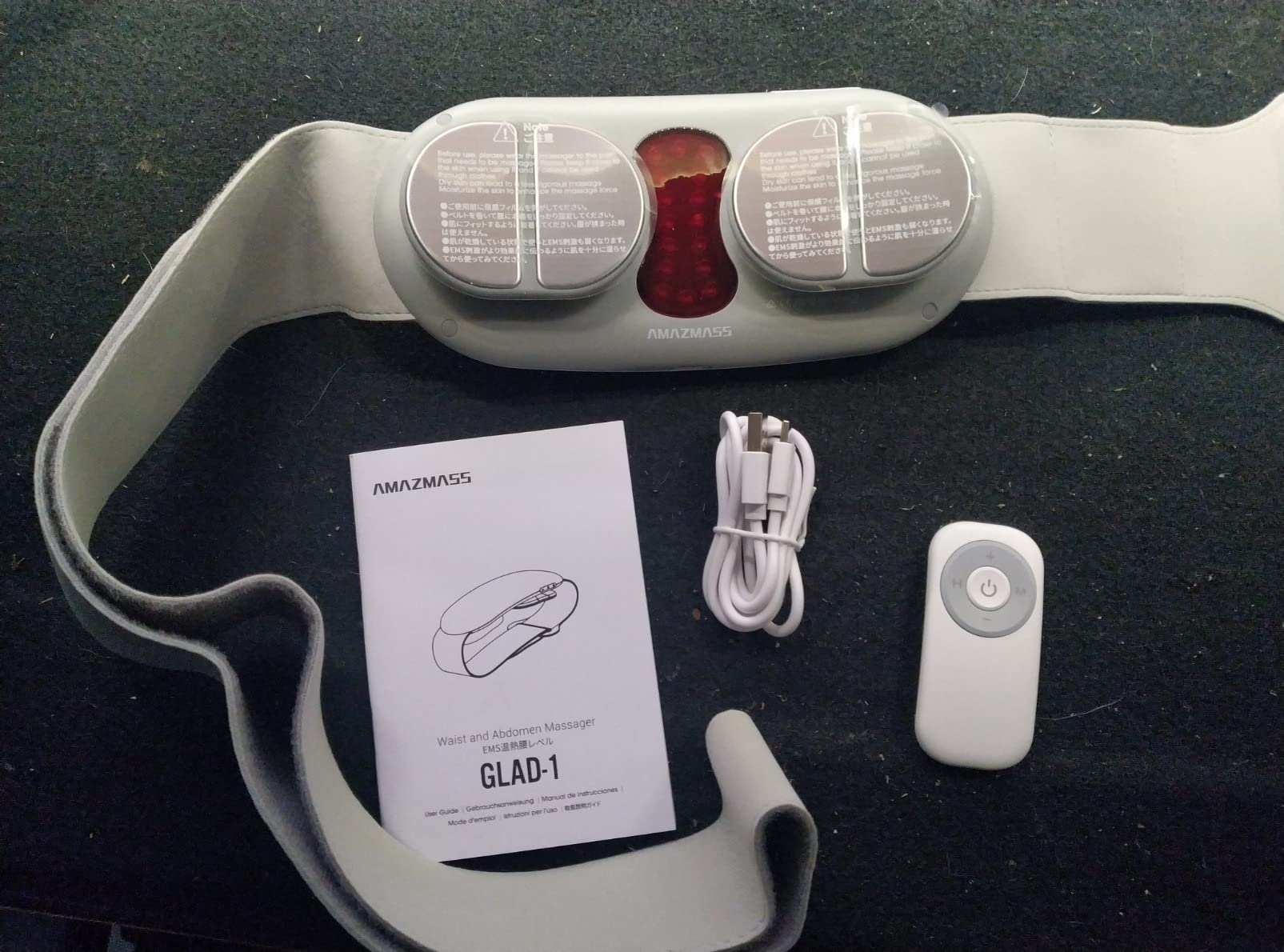 AMAZMASS Cordless Waist and Abdomen Massager with Heat, Portable